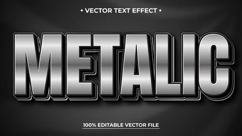 Metal 3d editable text effect style with metal color Stock Illustration