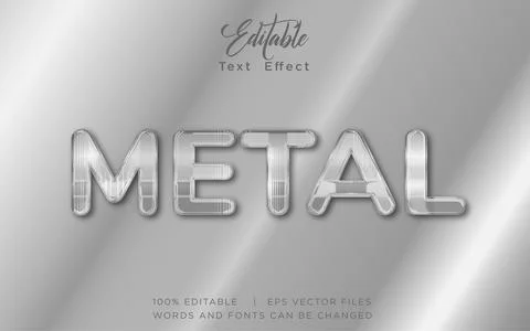 Metal 3D Editable Text Effect Vector Design Stock Illustration