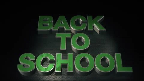 Metal 3D Text Back to school with reflection Illustrazione stock