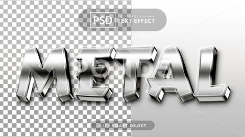 Metal 3d text effect editable PSD Template