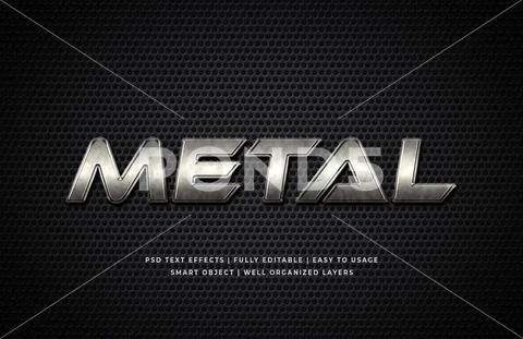 Metal 3d text style effect mockup - PSD Template PSD Template