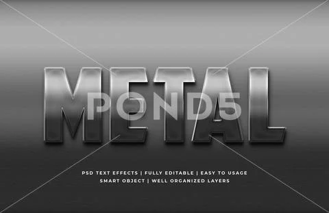 Metal 3d text style effect mockup - PSD Template PSD Template