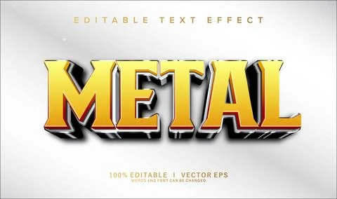 Metal 3d vector text effect with modern style design Illustrazione stock