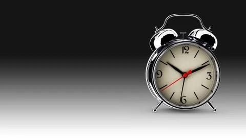 Metal alarm clock. 3D render Illustrazione stock