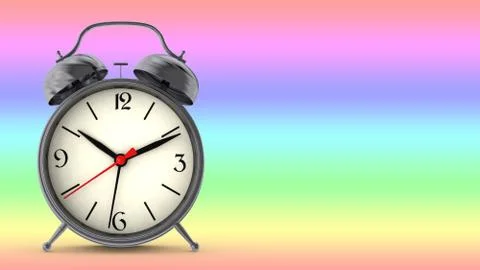 Metal alarm clock. 3D render Illustrazione stock