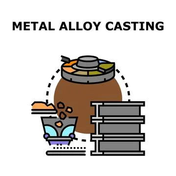 Metal alloy casting process creating industrial products concept Stock Illustration