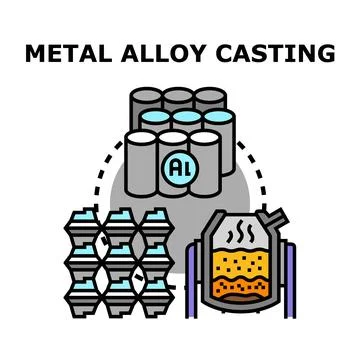 Metal alloy casting process creating industrial products Stock Illustration