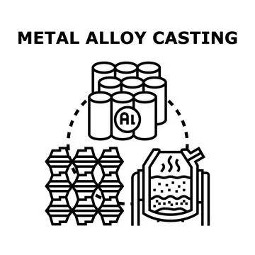 Metal alloy casting process creating industrial products Stock Illustration