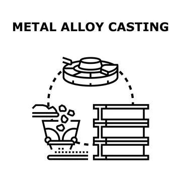 Metal alloy casting process creating industrial products concept Stock Illustration