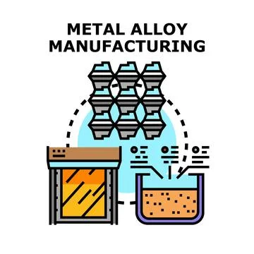 Metal alloy manufacturing process producing specialized parts Stock Illustration