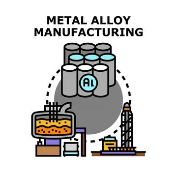 Metal alloy manufacturing process producing industrial materials Stock Illustration
