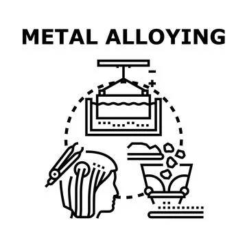 Metal alloying process creating new material composition Illustrazione stock