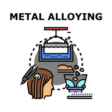 Metal alloying process creating new material composition Illustrazione stock