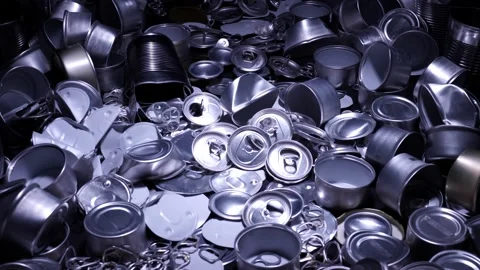 Metal aluminum cans. Non biodegradable garbage with copy space for advertis.. Stock Footage 224938136