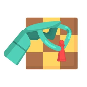 Metal Android Hand Playing Chess, Part Of Futuristic Robotic And IT Science Stock Illustration