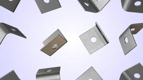 Metal Angle Supports Falling on a Light Background. Angle Brackets 3D Animation. Stock Footage 304334392