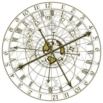 Metal Astronomical Clock Stock Illustration