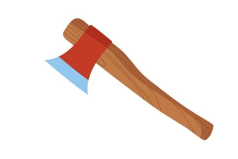 Metal Axe. Tool for cutting down trees, firewood isolated on white background Stock Illustration