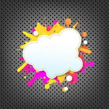 Metal background with color speech bubble Stock Illustration