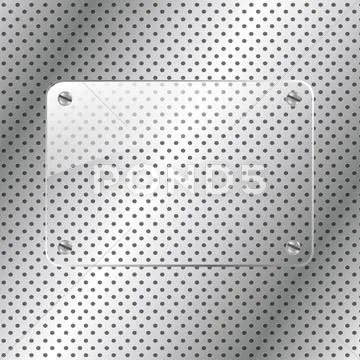 Metal background with glass frame Stock Illustration