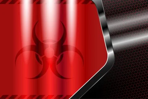 Metal background with gradient red cloth and biohazard sign in the metal fram Stock Illustration