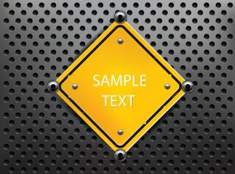 Metal background with warning sign Stock Illustration