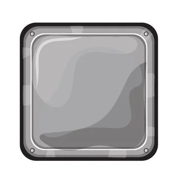 Metal badge, vector silver icon. Metal square button - game ui icon on white Stock Illustration