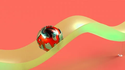 Metal ball minimal computer graphic minimalistic art able to loop seamless Video stock 174862346
