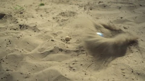 Metal Balls Fall onto Sand. Petanque Game on the Beach in Sunny Weather. Metal Stock Footage 346560280