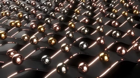 Metal balls rolling on the curve pathway endless Video stock 296601815