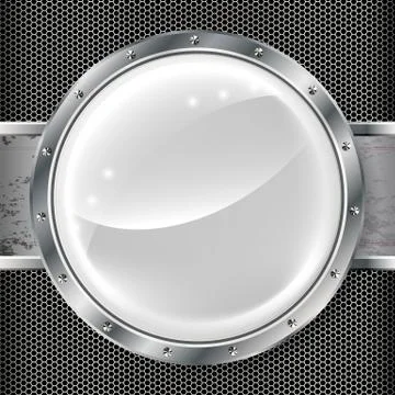 Metal banner with huge space for information. fully editable. Stock Illustration