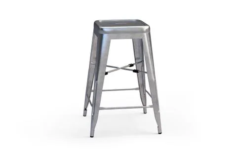 Metal bar stool with step. 3d render Stock Illustration