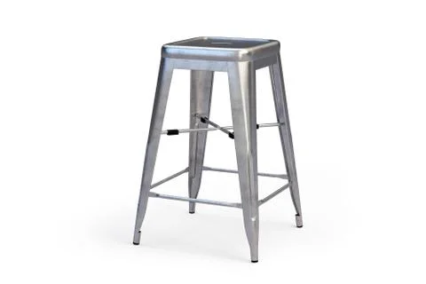Metal bar stool with step. 3d render Stock Illustration