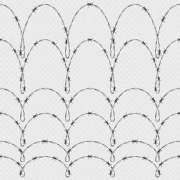 Metal barbed wire horizontal seamless border template and elements object. EPS Illustrazione stock