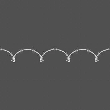 Metal barbed wire horizontal seamless border template and elements object. EPS イラスト素材