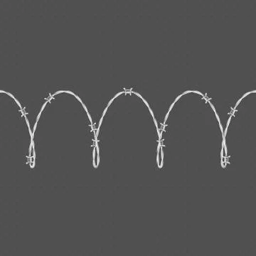 Metal barbed wire horizontal seamless border template and elements object. EPS イラスト素材