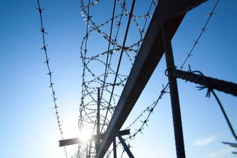 Metal barbed wire Stock Photos