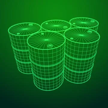 Metal barrel wireframe Illustrazione stock