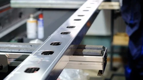 Metal bending on metal processing equipment Stock Footage 125012723