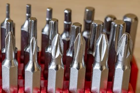 Metal bits for screwdriver. Stock Photos