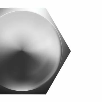 Metal bolt head, shiny cap. Twisted in surface isolated on white background. Stock Illustration