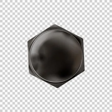Metal bolt head. Twisted in surface, isolated. High detailed. Top view. png Stock Illustration