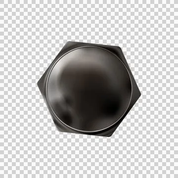 Metal bolt head. Twisted in surface, isolated. High detailed. Top view. png Stock Illustration