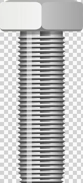 Metal bolt with machine threads, perfect for construction or industrial app.. Stock Illustration