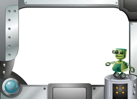 A metal border with a robot Illustrazione stock