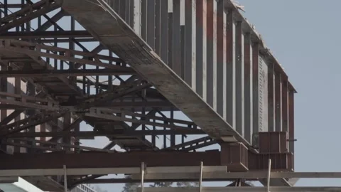 Metal bridge structure, iron span, bridge Stock Footage 275336106