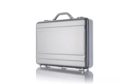 Metal briefcase on a white background Stock Photos
