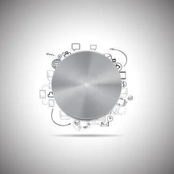 Metal button with other doodle design elements Illustrazione stock