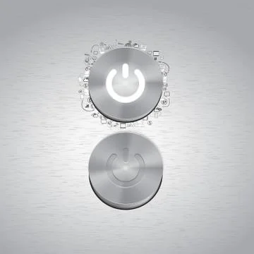 Metal button with other doodle design elements Stock Illustration