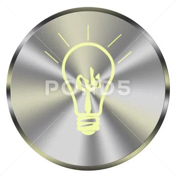 Metal button turn on light bulb electricity energy Illustration #130901776